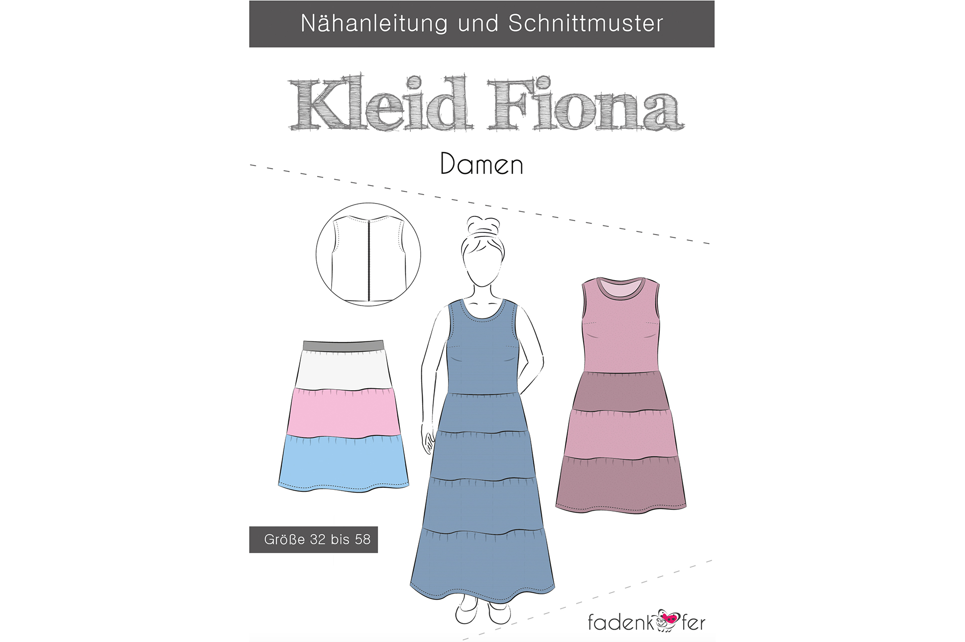 Papierschnittmuster, Fadenkäfer Damen Kleid Fiona