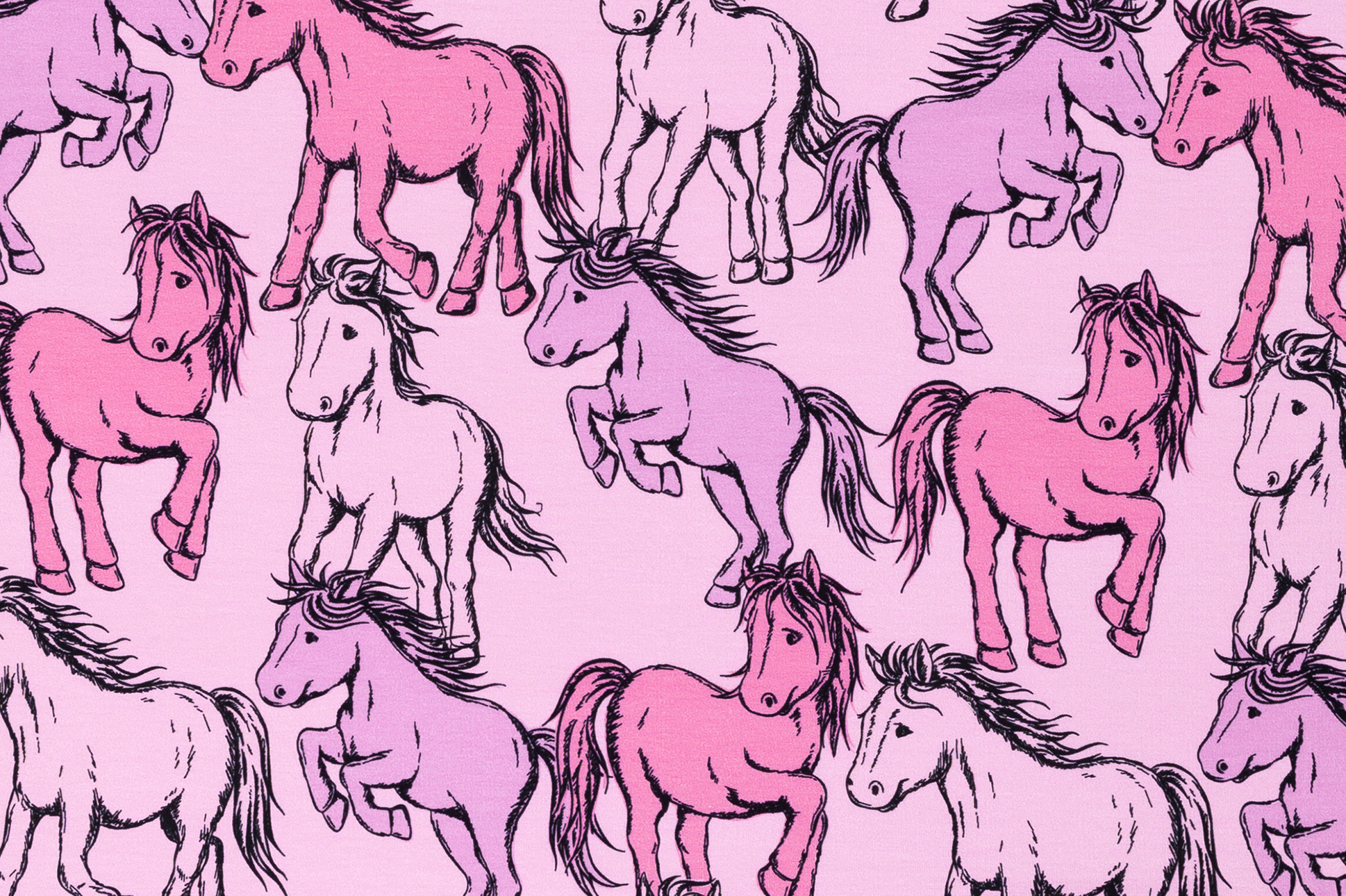 French Terry, Ponys in rosa und pink