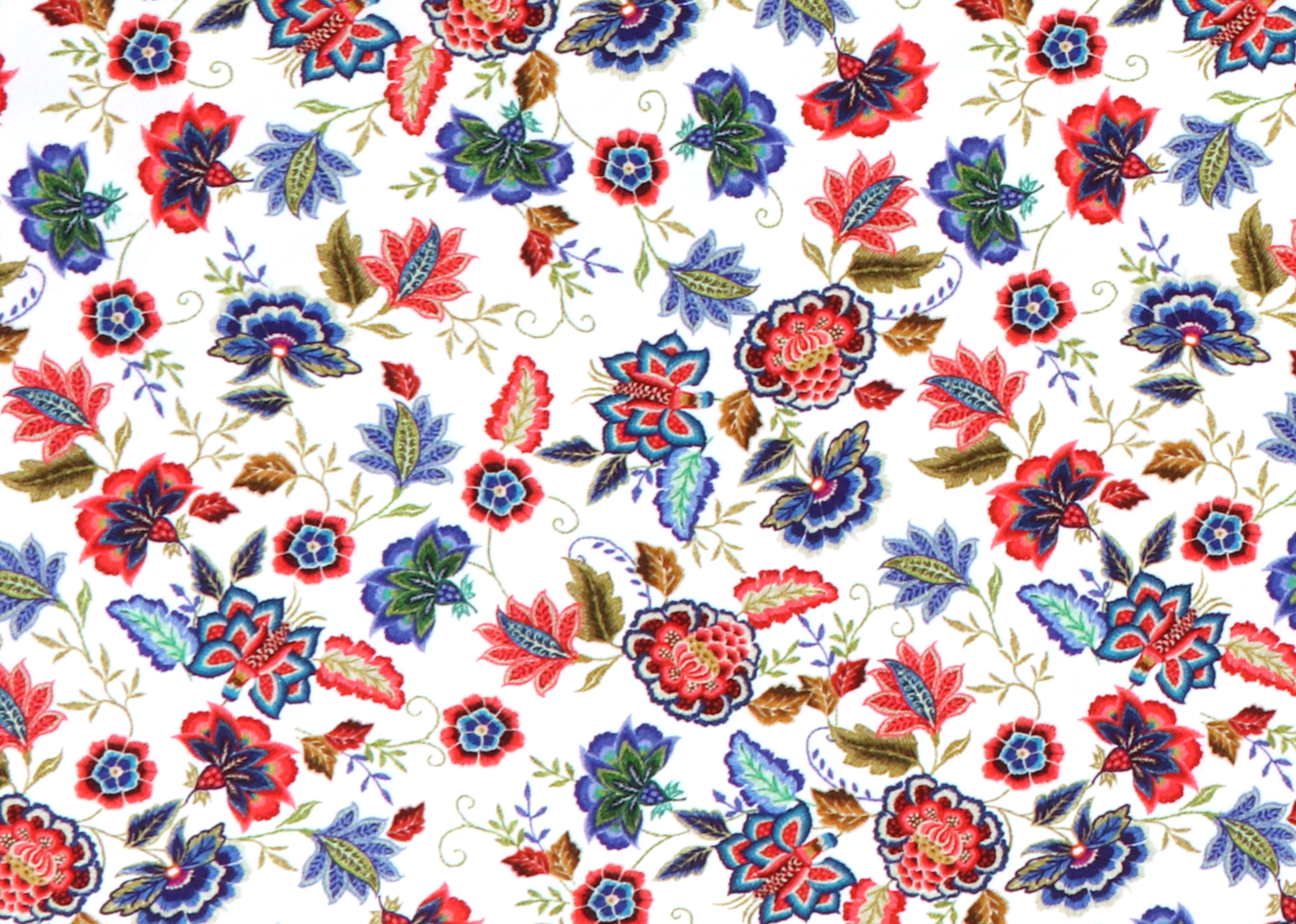 Baumwolljersey, Blumenmuster auf weiß