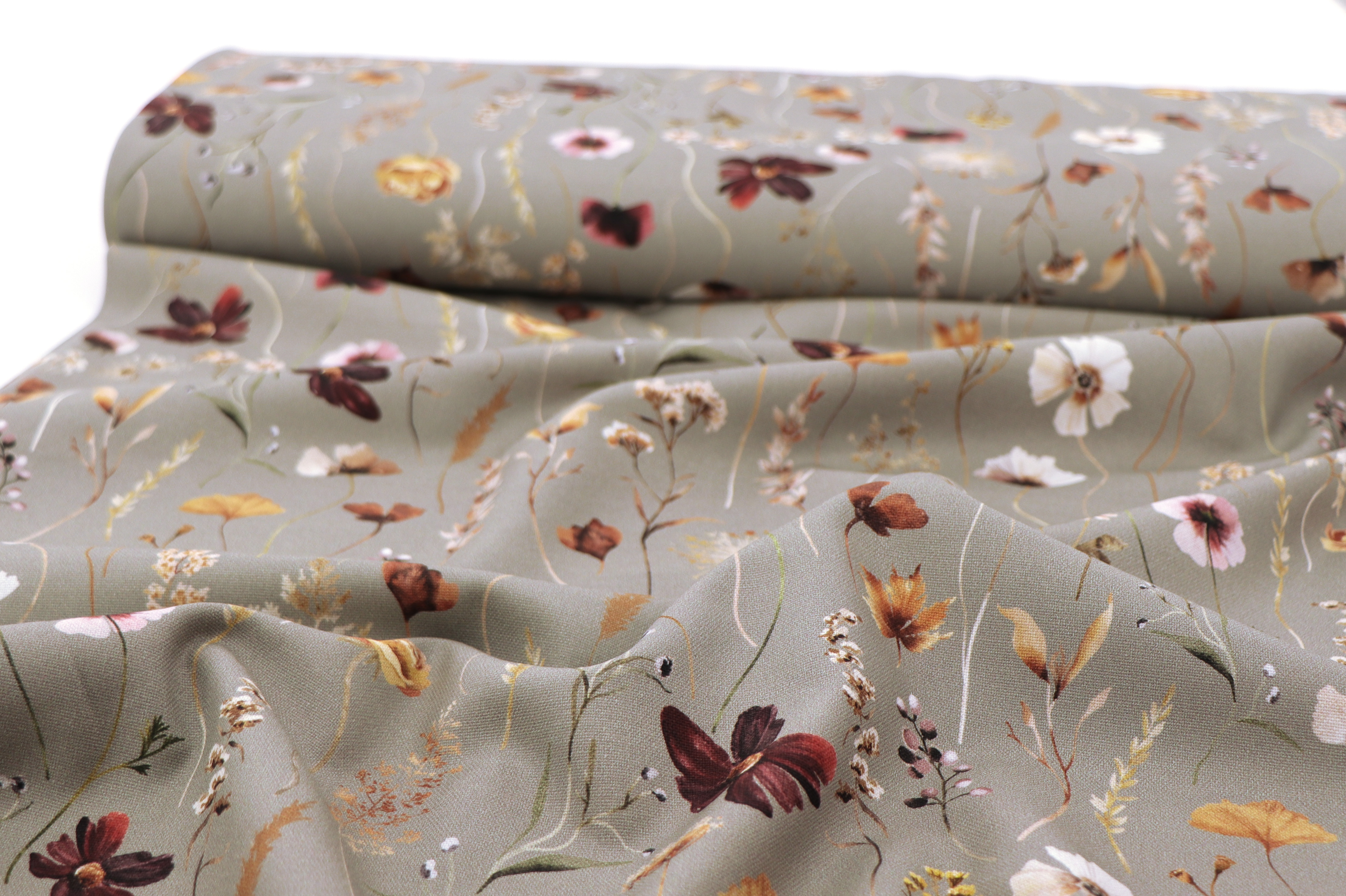 Canvas Digital Druck, Wild Flowers old green