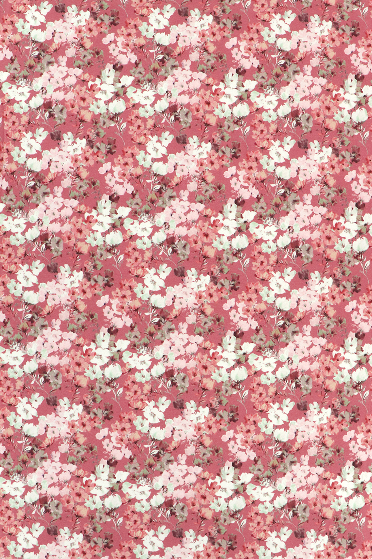 Baumwolljersey, Blumendruck auf altrosa