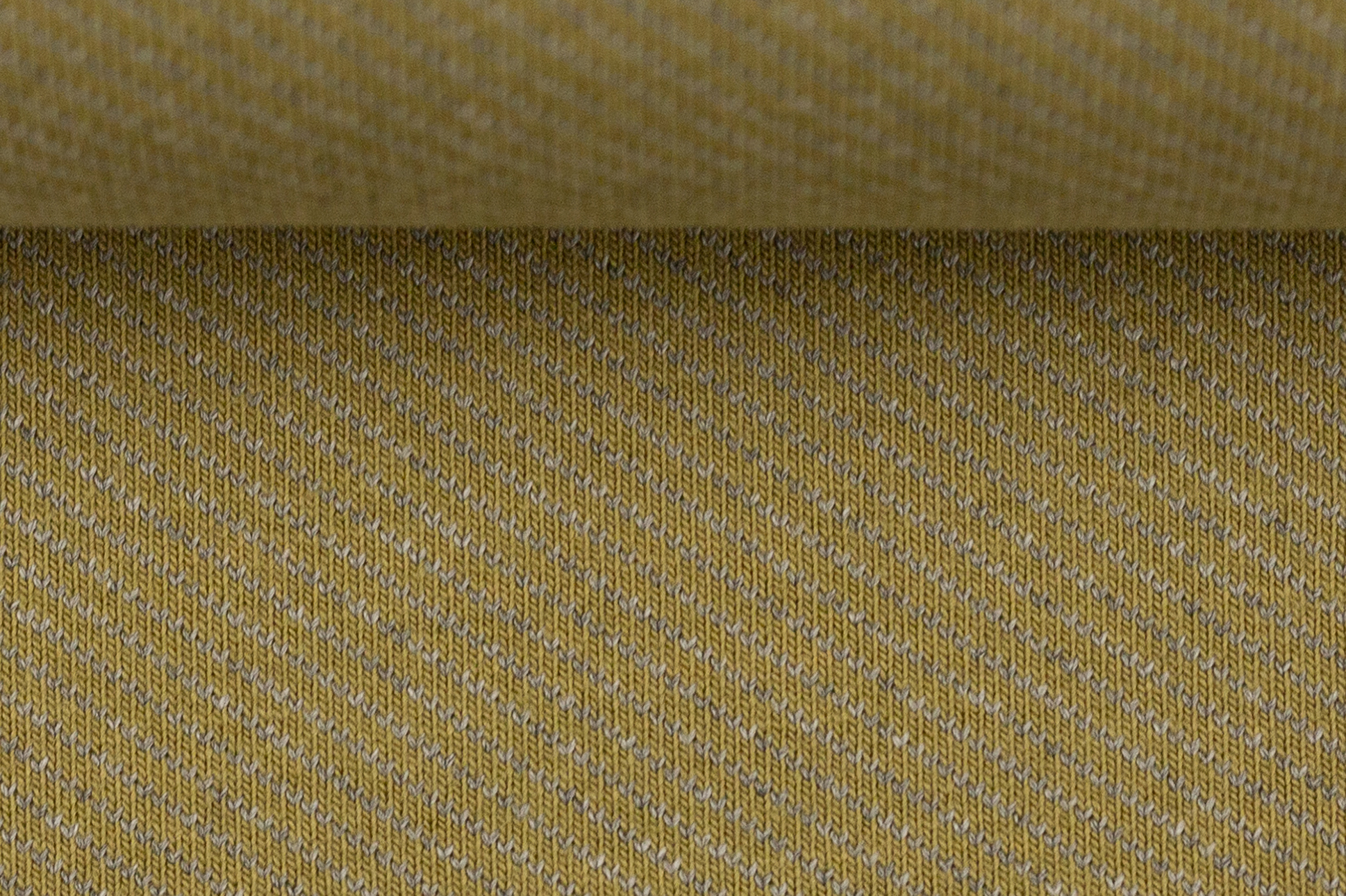 French Terry, Jacquard ocker / grau leicht gestreift 