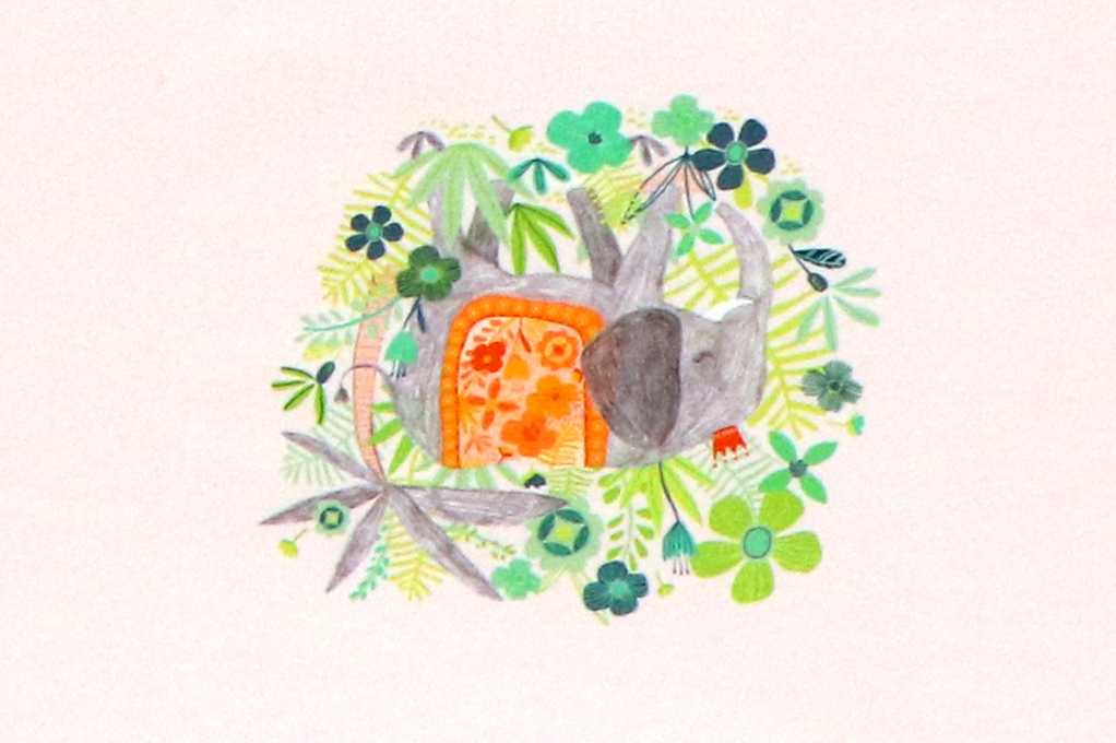 Panel, Elefant mit Blumen, Jersey 