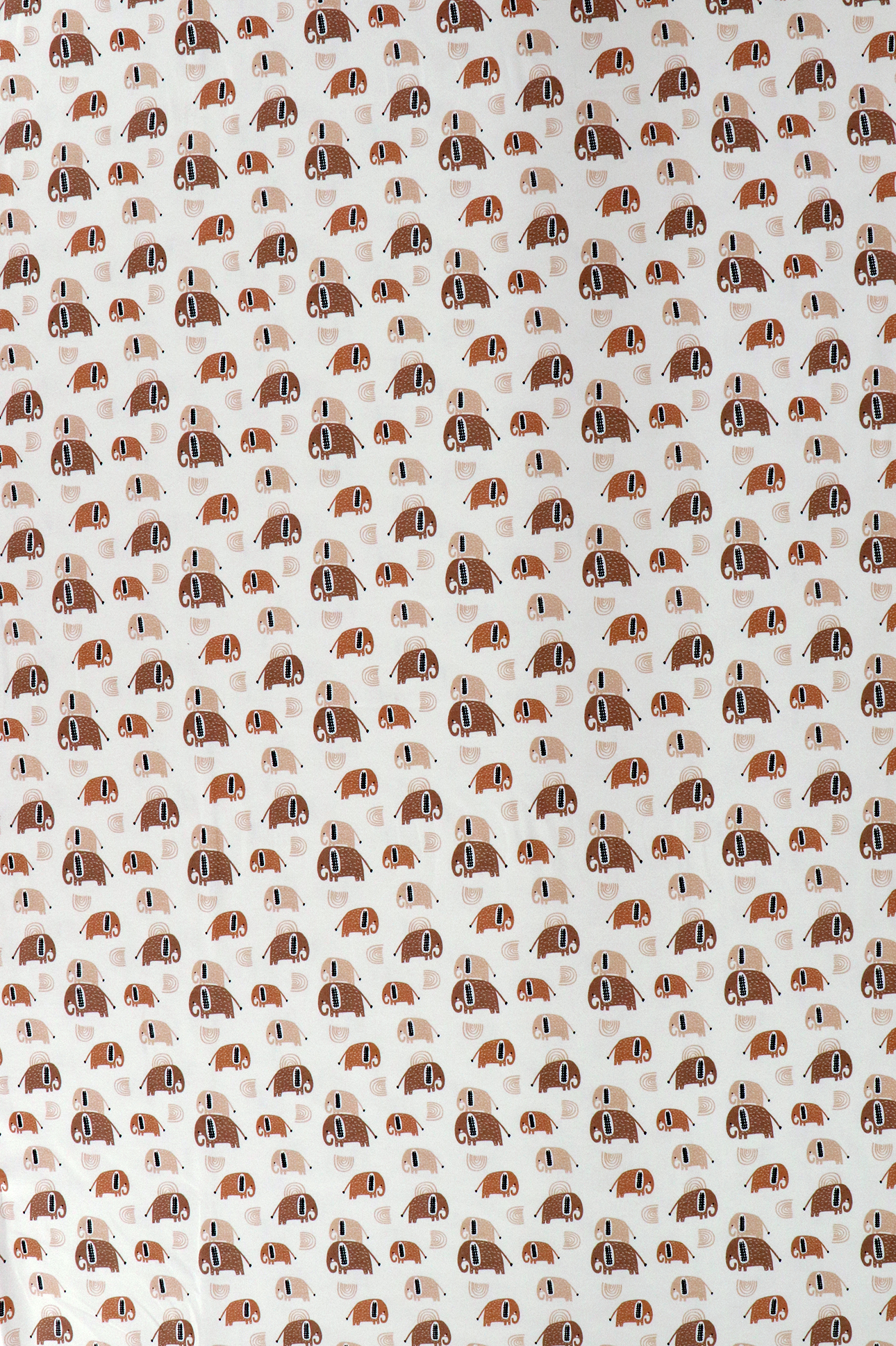 French Terry, Fräulein von Julie, braun beige Elefanten auf creme French Terry, Fräulein von Julie, braun beige Elefanten auf creme