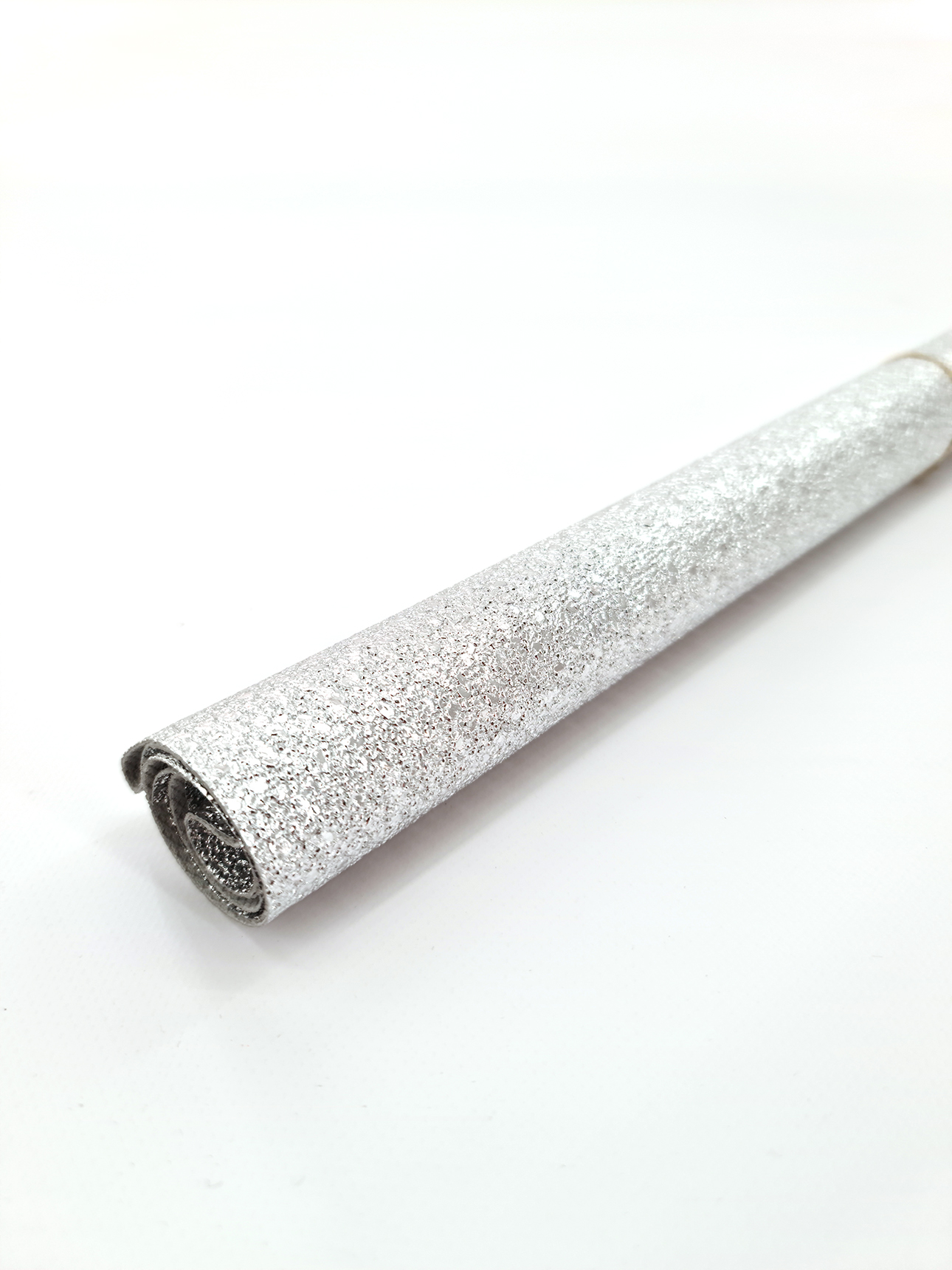 Kunstleder, Meterware Glitzeroptik silber