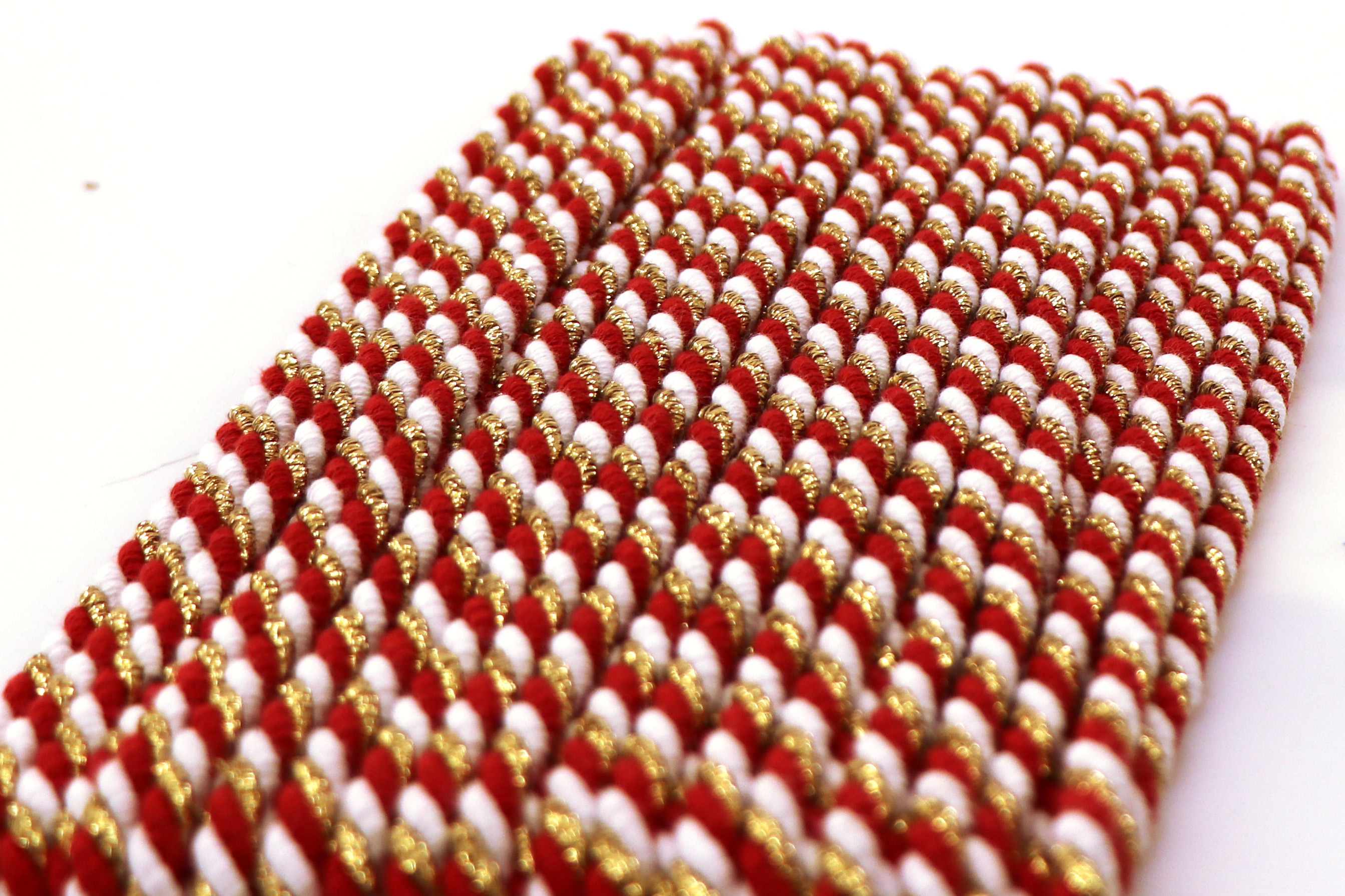 Kordel, 5mm rot/weiß/gold