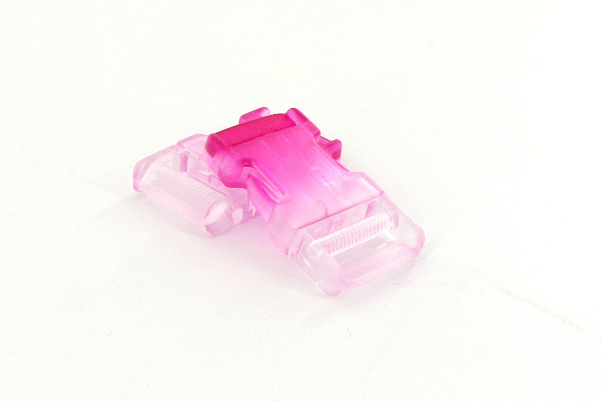 Steckschnalle, 3 cm Plastik weiß / pink