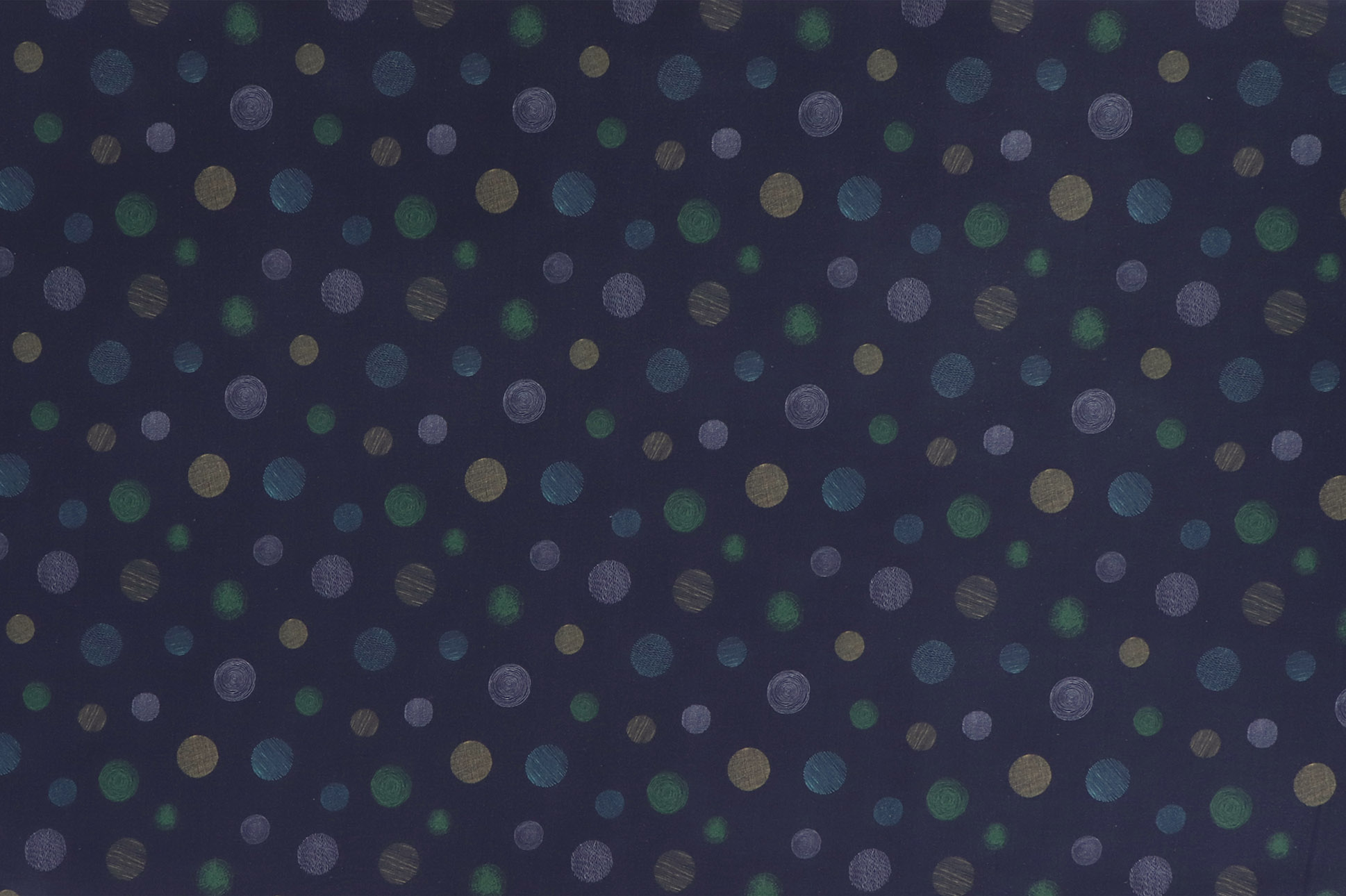 Canvas, Punkte grün / senf auf dunkelblau