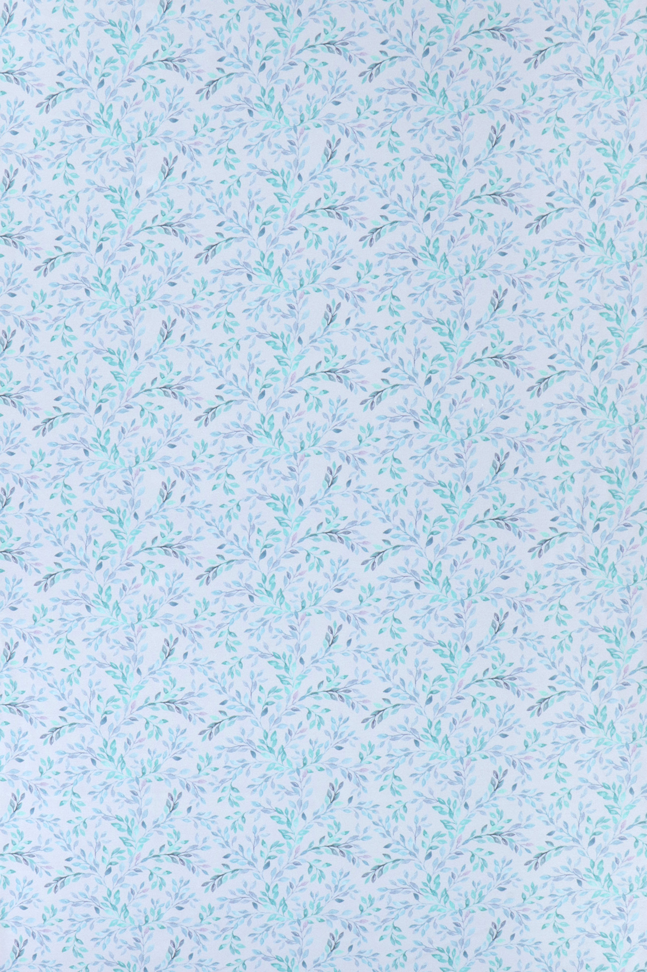 French Terry, Blätterranken in blau / türkis