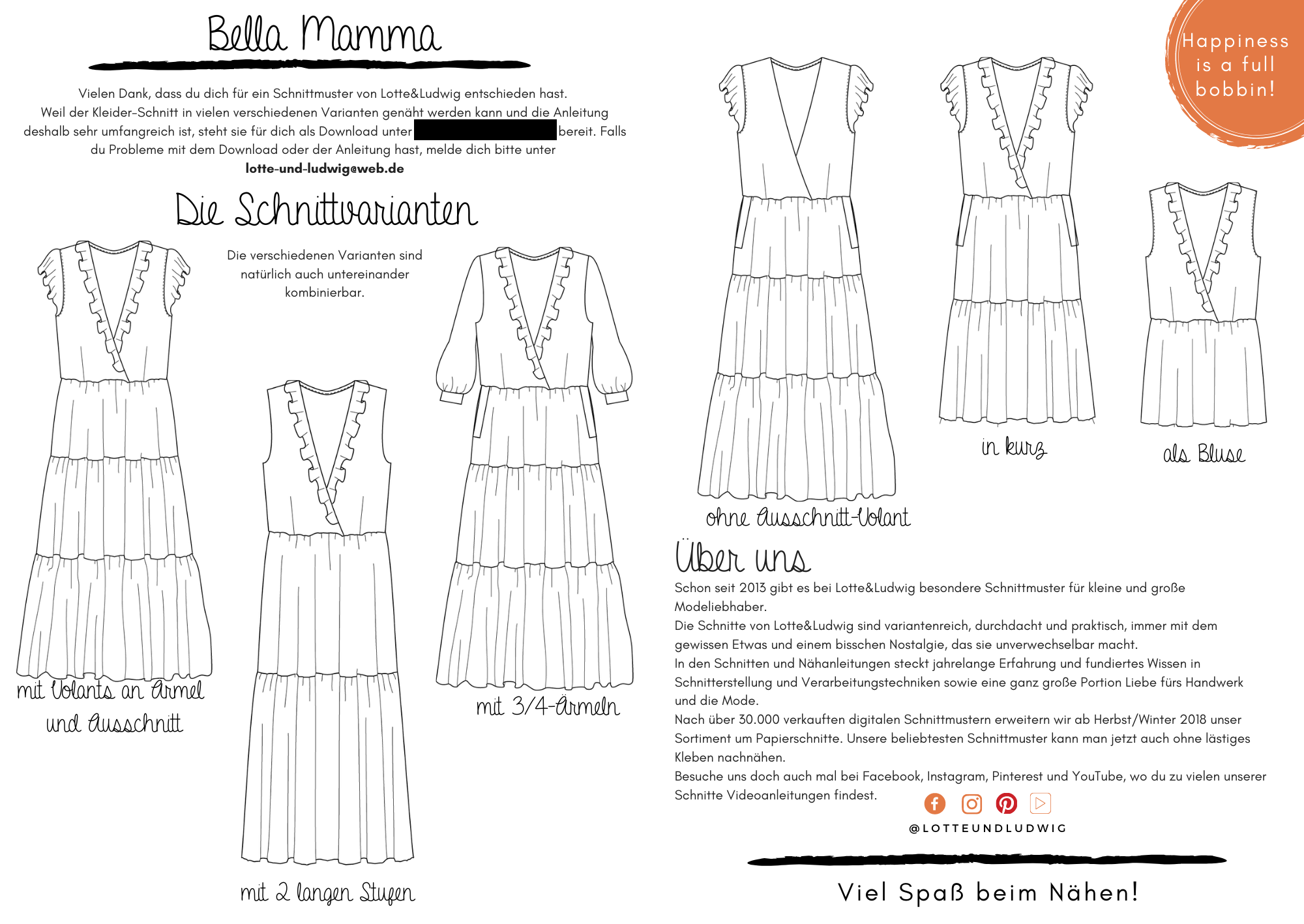 Papierschnittmuster, Lotte und Ludwig Damen Bella Mama Kleid