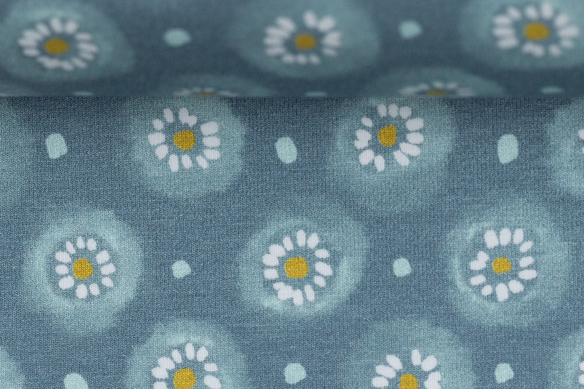 Baumwolljersey, graphic flower blau