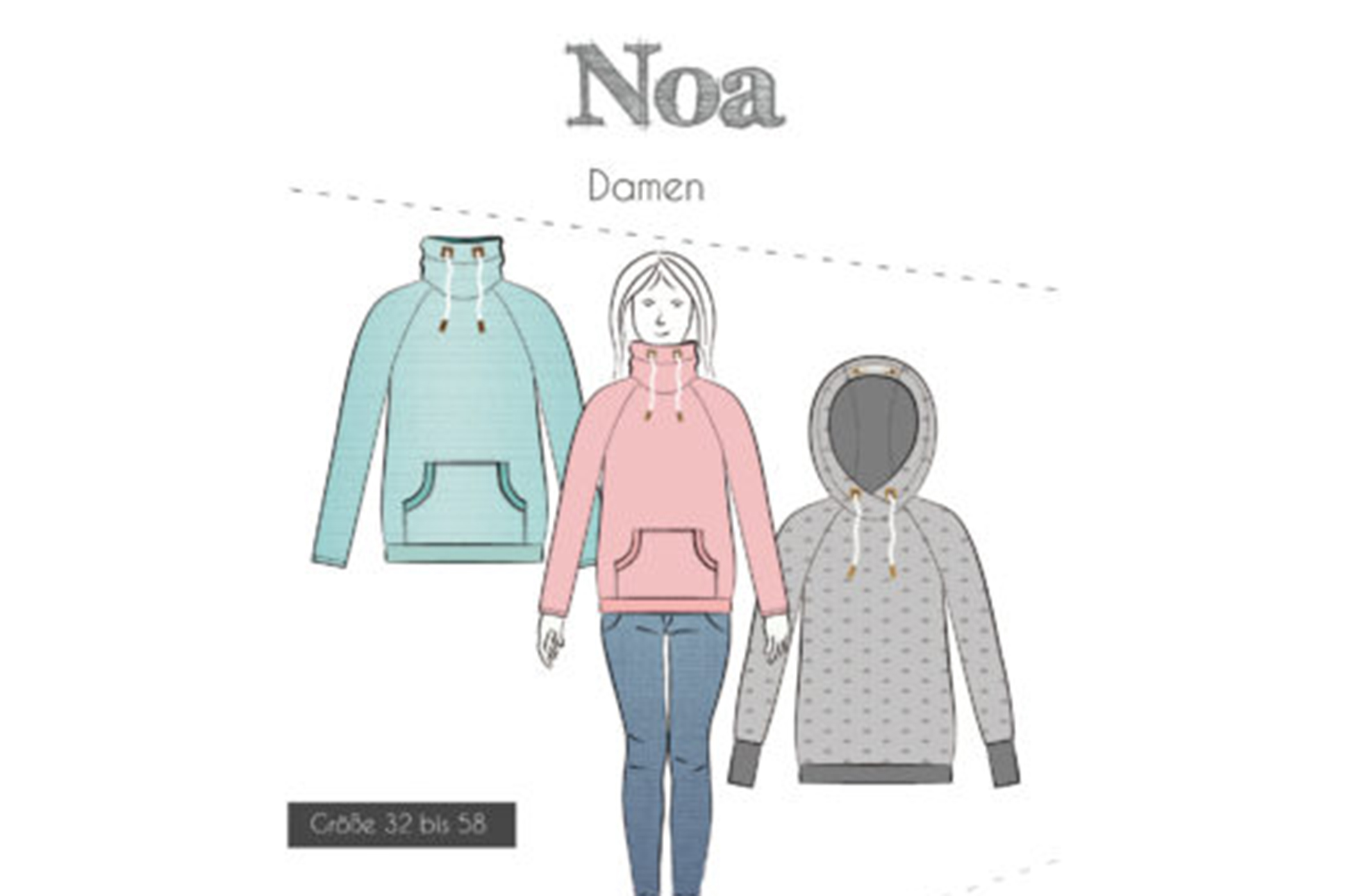 Papierschnittmuster, Fadenkäfer Damen Hoodie Noa 