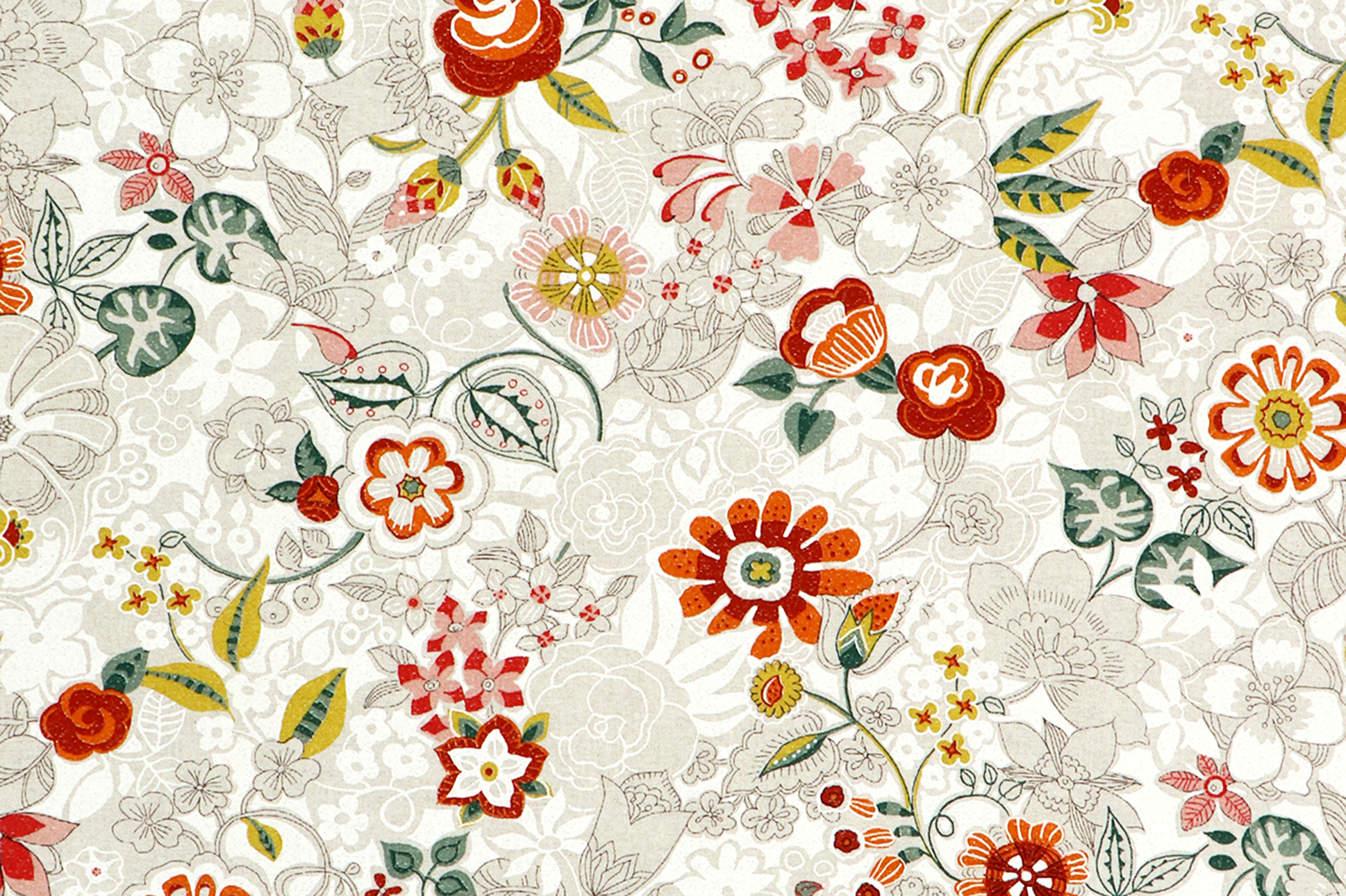 Canvas,  Blumenornamente in rot / orange 