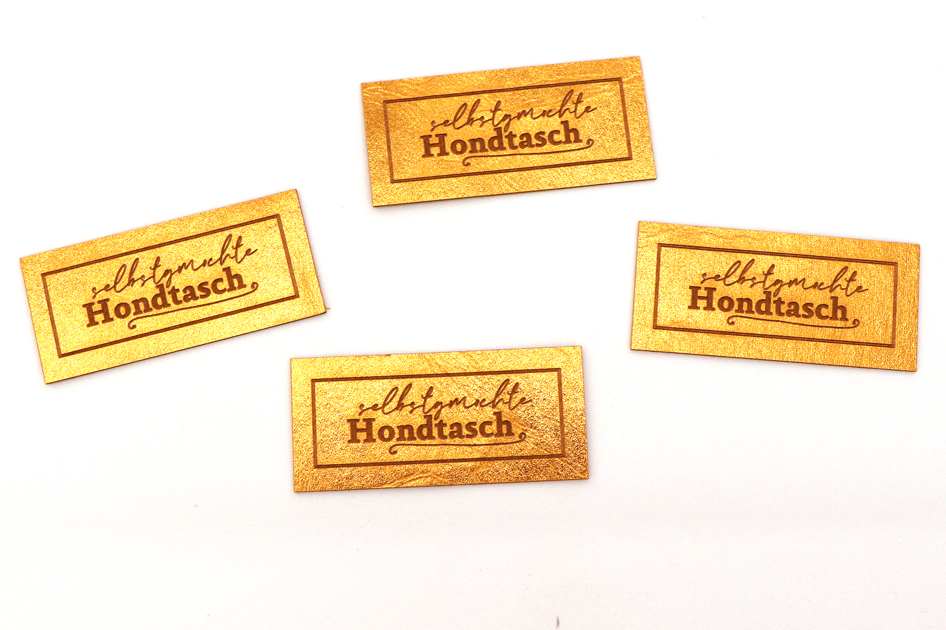 Label, "selbstgmochte Hondtasch" gold