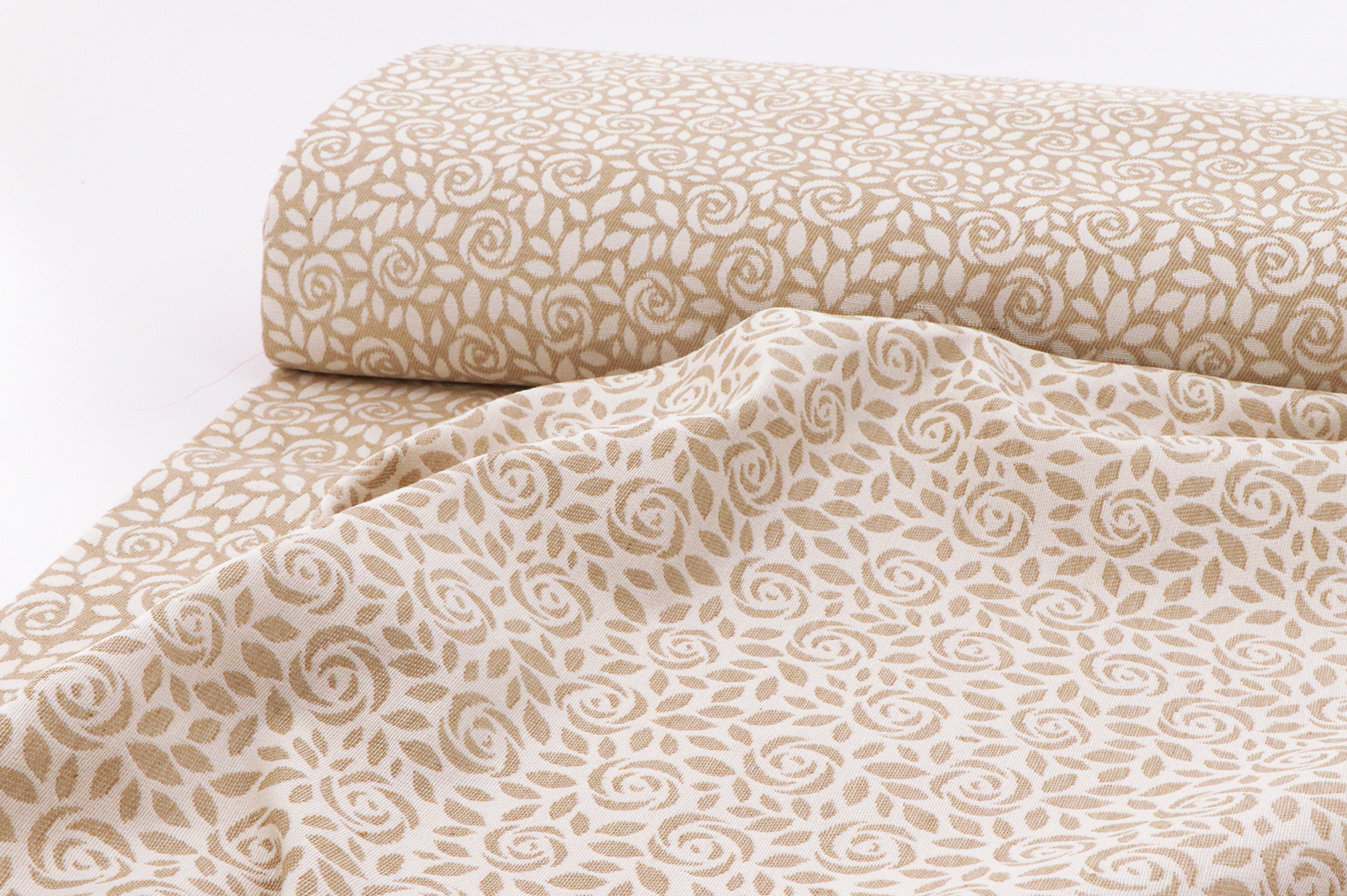 Canvas, Rosenmuster in beige, beidseitig verwendbar