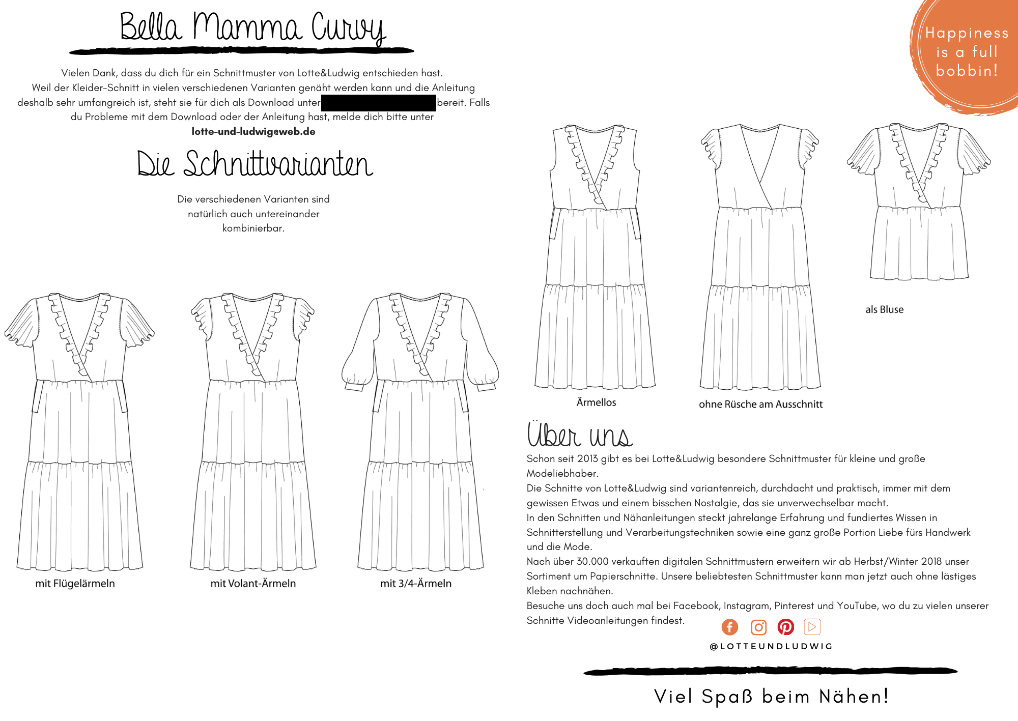 Papierschnittmuster, Lotte und Ludwig Damen Bella Mama Kleid Curvy