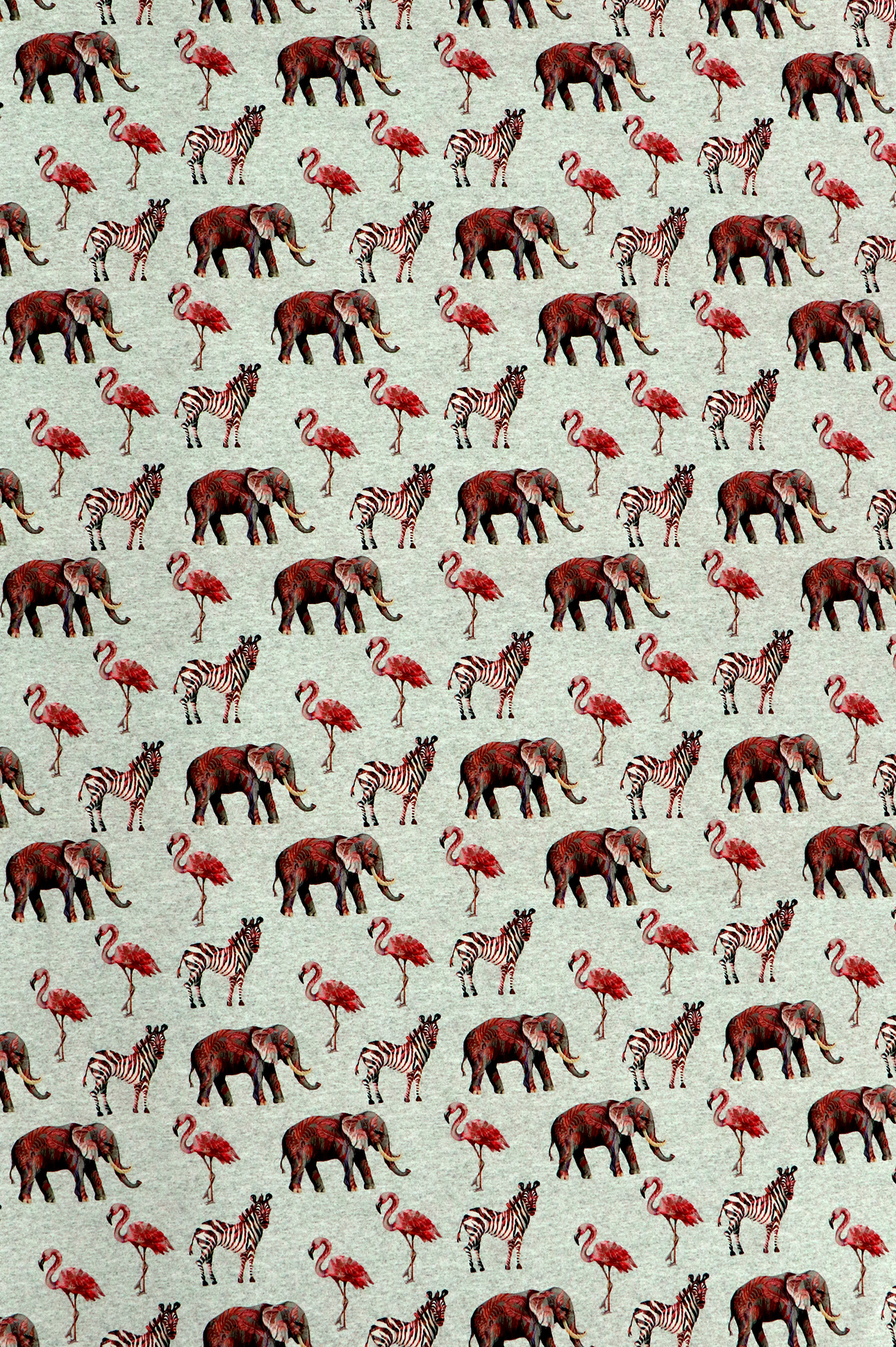 Jersey Fräulein von Julie,  Zebra, Elefant und Pelikan auf hellgrau