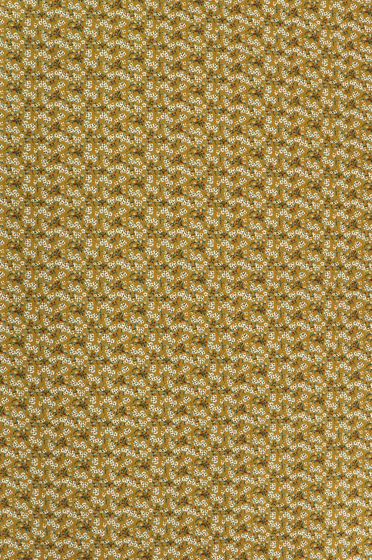 Baumwoll Popelin, Blumenmuster auf ocker