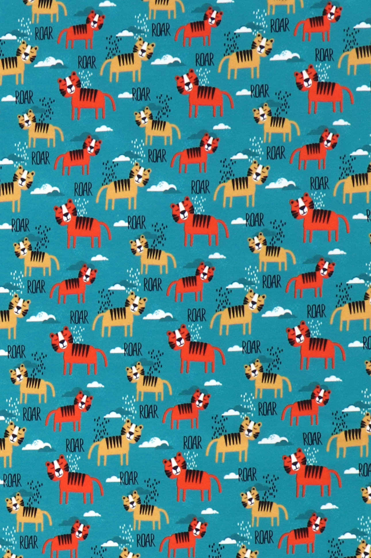 French Terry, Fräulein von Julie, Tiger auf türkis