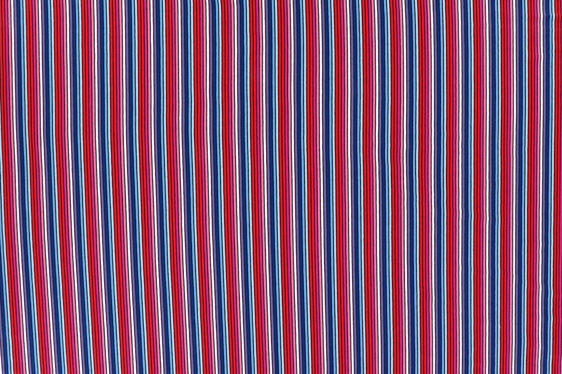 Baumwolljersey, schmale Streifen blau, rot und pink