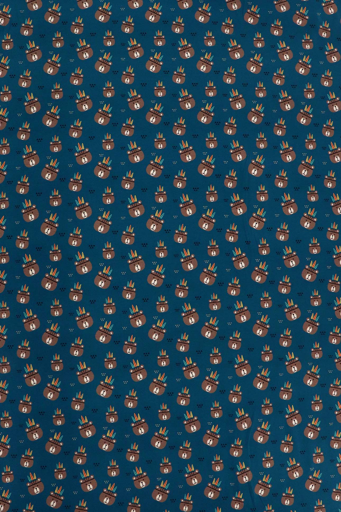 French Terry, Fräulein von Julie, Indianerbär auf petrol