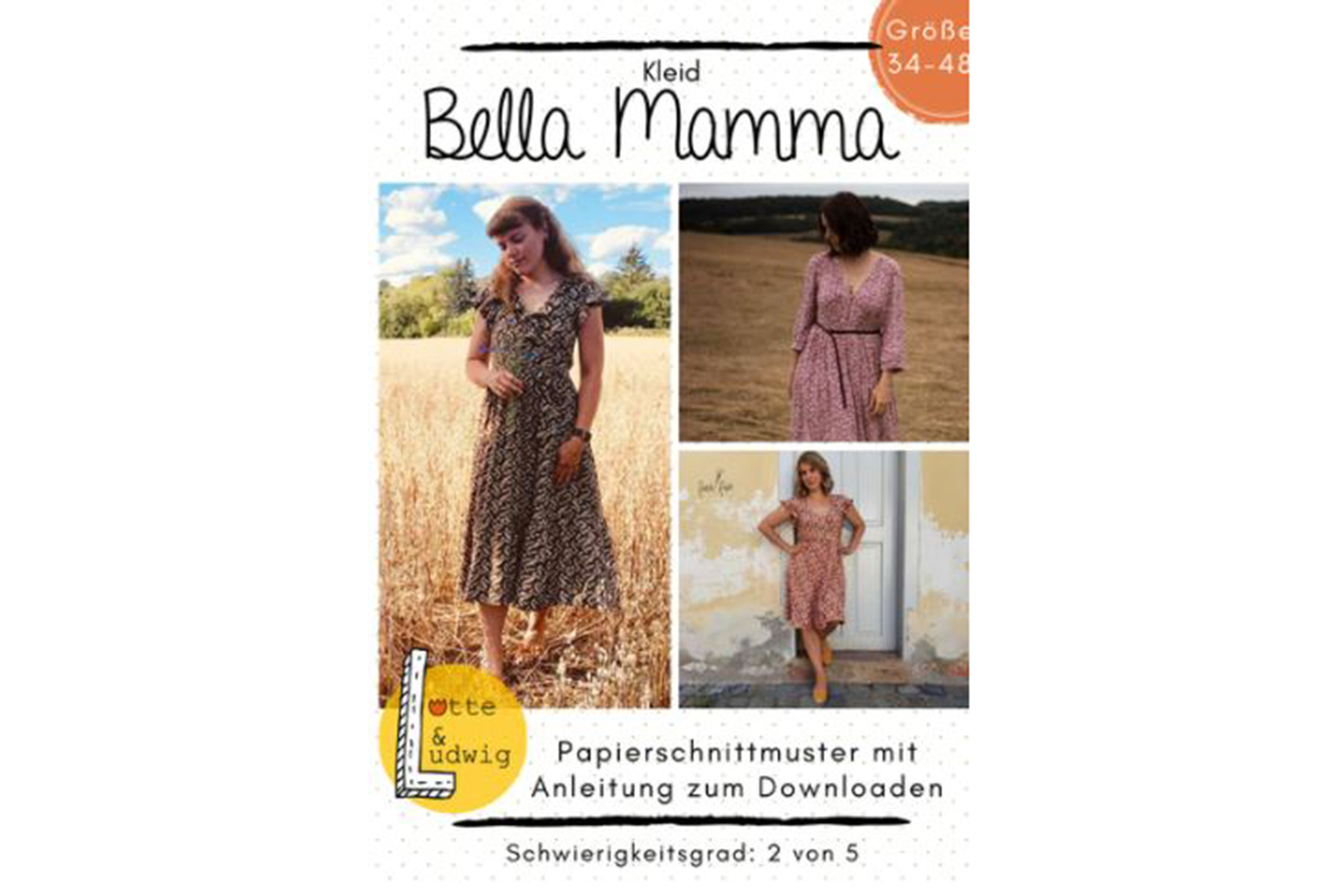 Papierschnittmuster, Lotte und Ludwig Damen Bella Mama Kleid