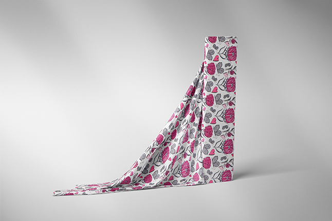 Jersey Fräulein von Julie, pinke Blume weiß/schwarz