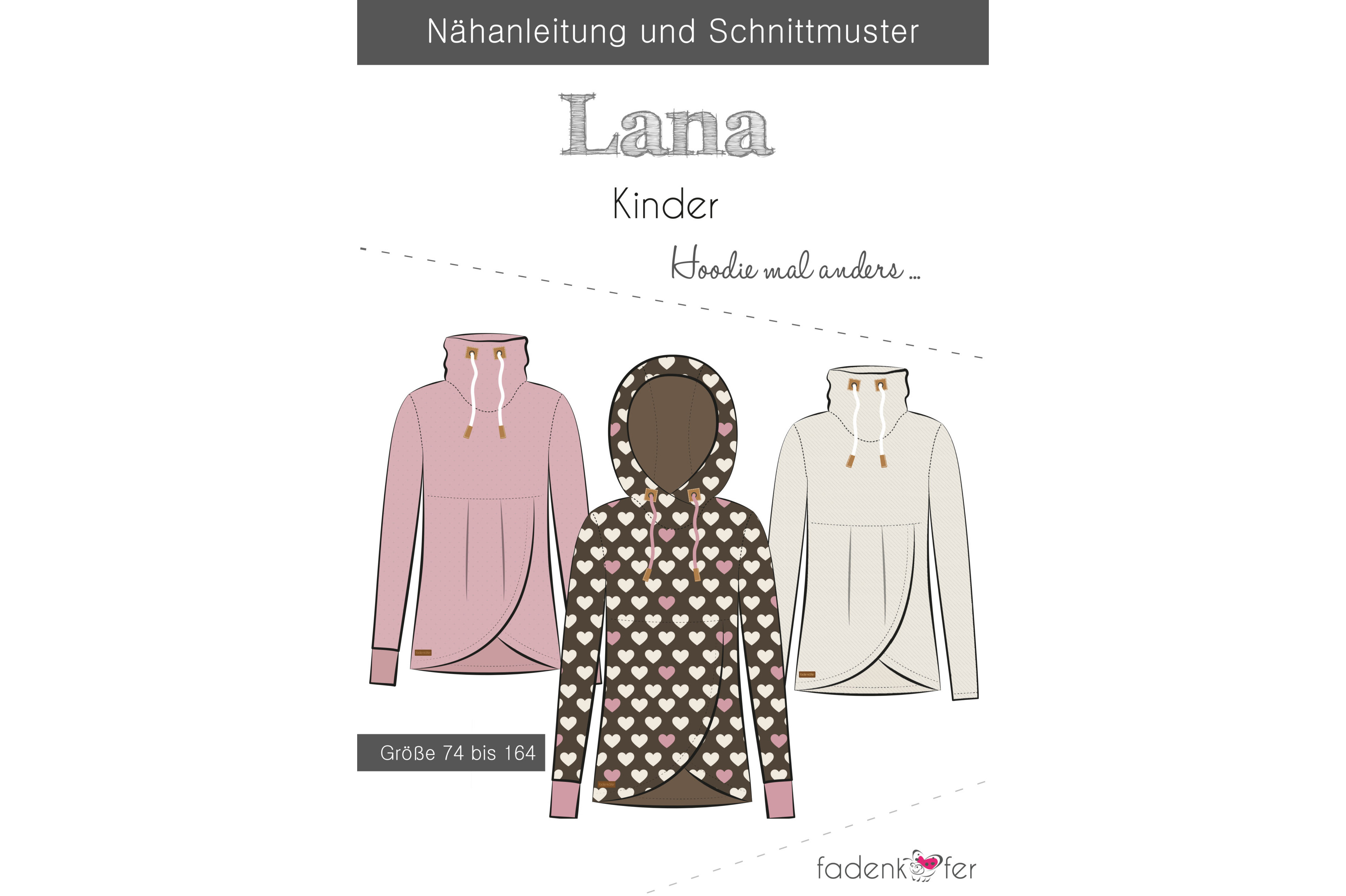 Papierschnittmuster, Fadenkäfer Kinder Hoodie Lana