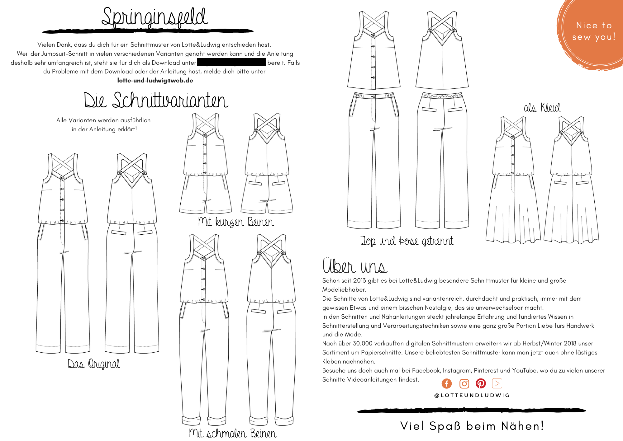 Papierschnittmuster, Lotte und Ludwig Damen Springinsfeld Jumpsuit