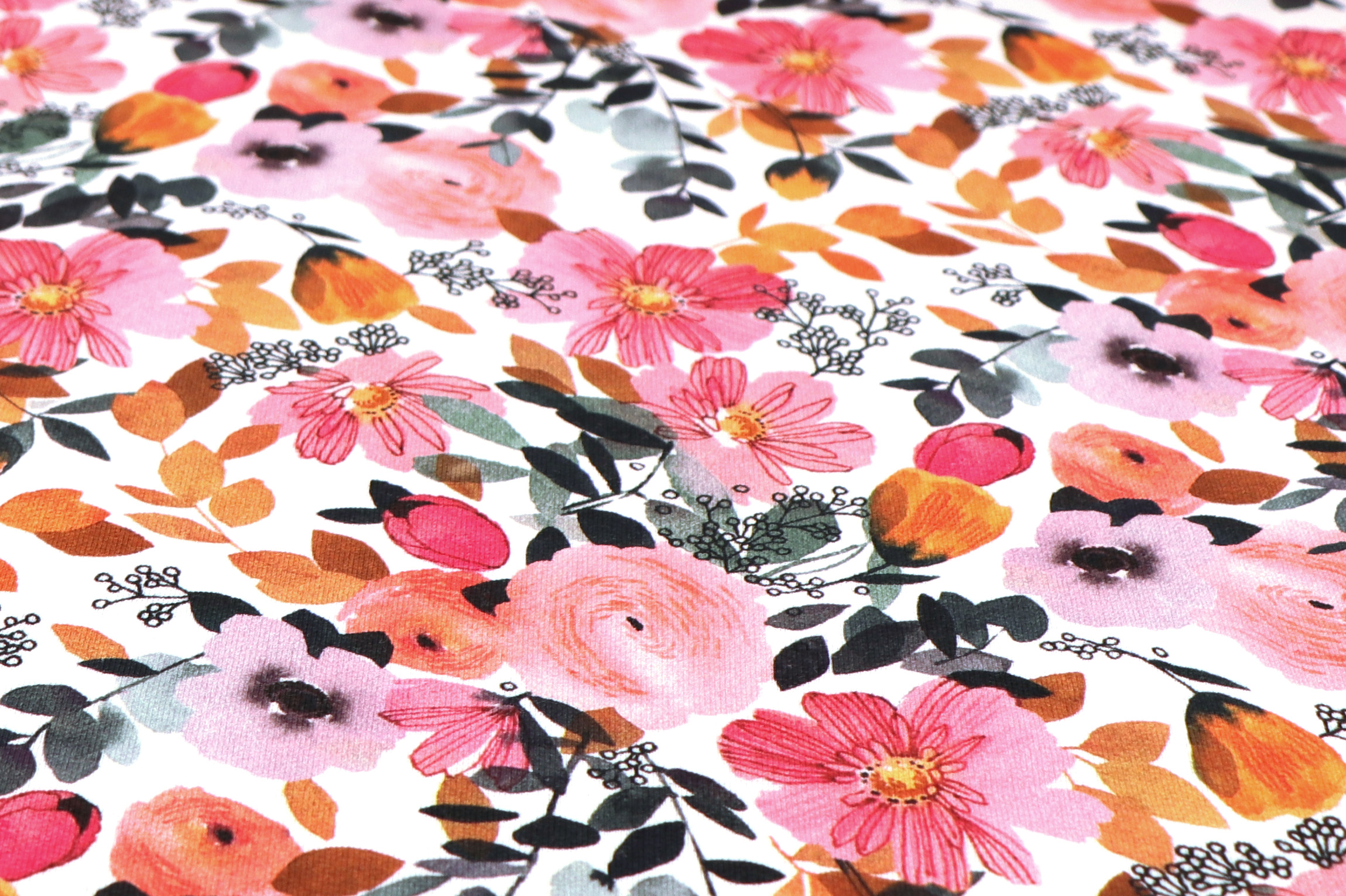 French Terry Digital Druck, Blumen in bunten fröhlichen Farben