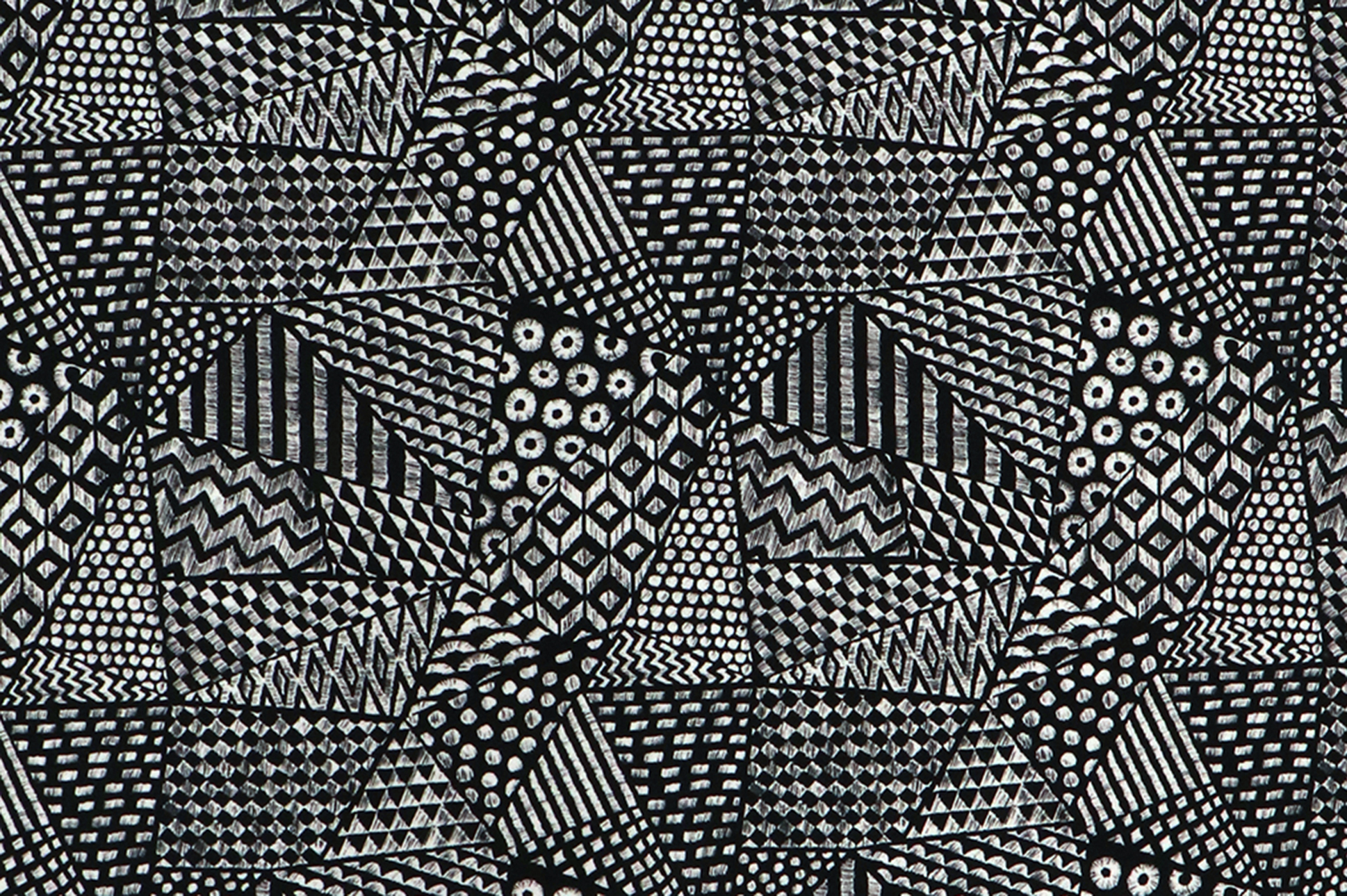 French Terry, Fräulein von Julie, geometrische Muster in schwarz weiß