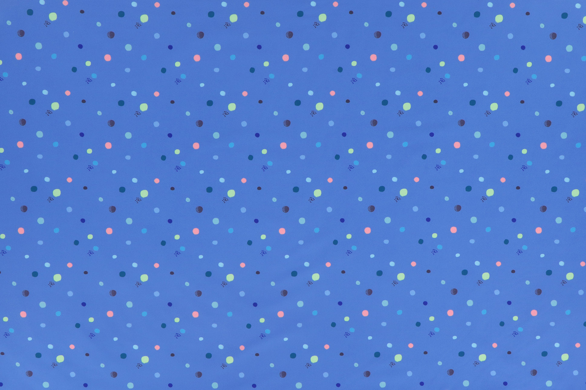 Softshell, blau mit bunten Punkten