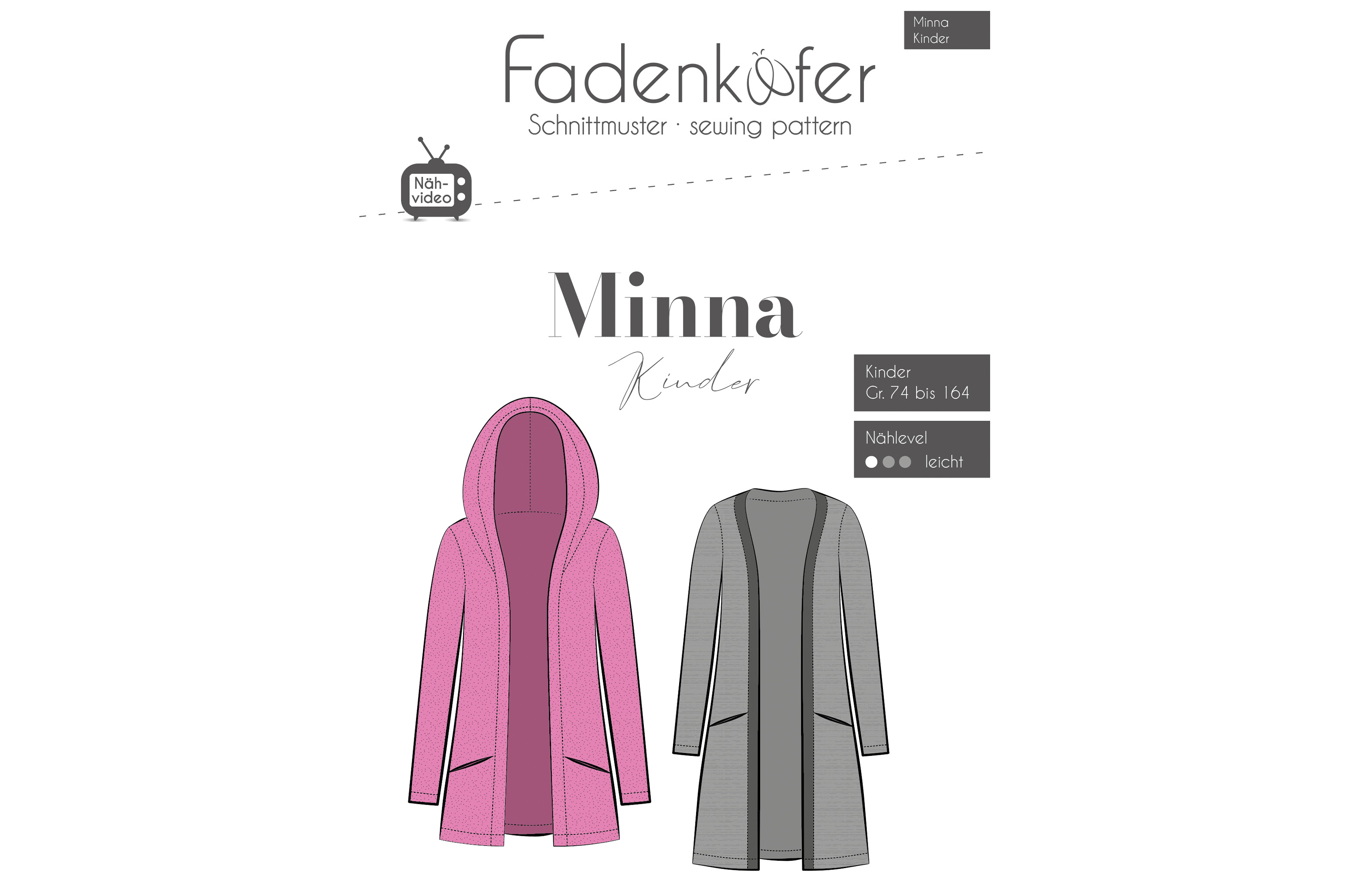 Papierschnittmuster, Fadenkäfer Kinder Strickjacke Minna