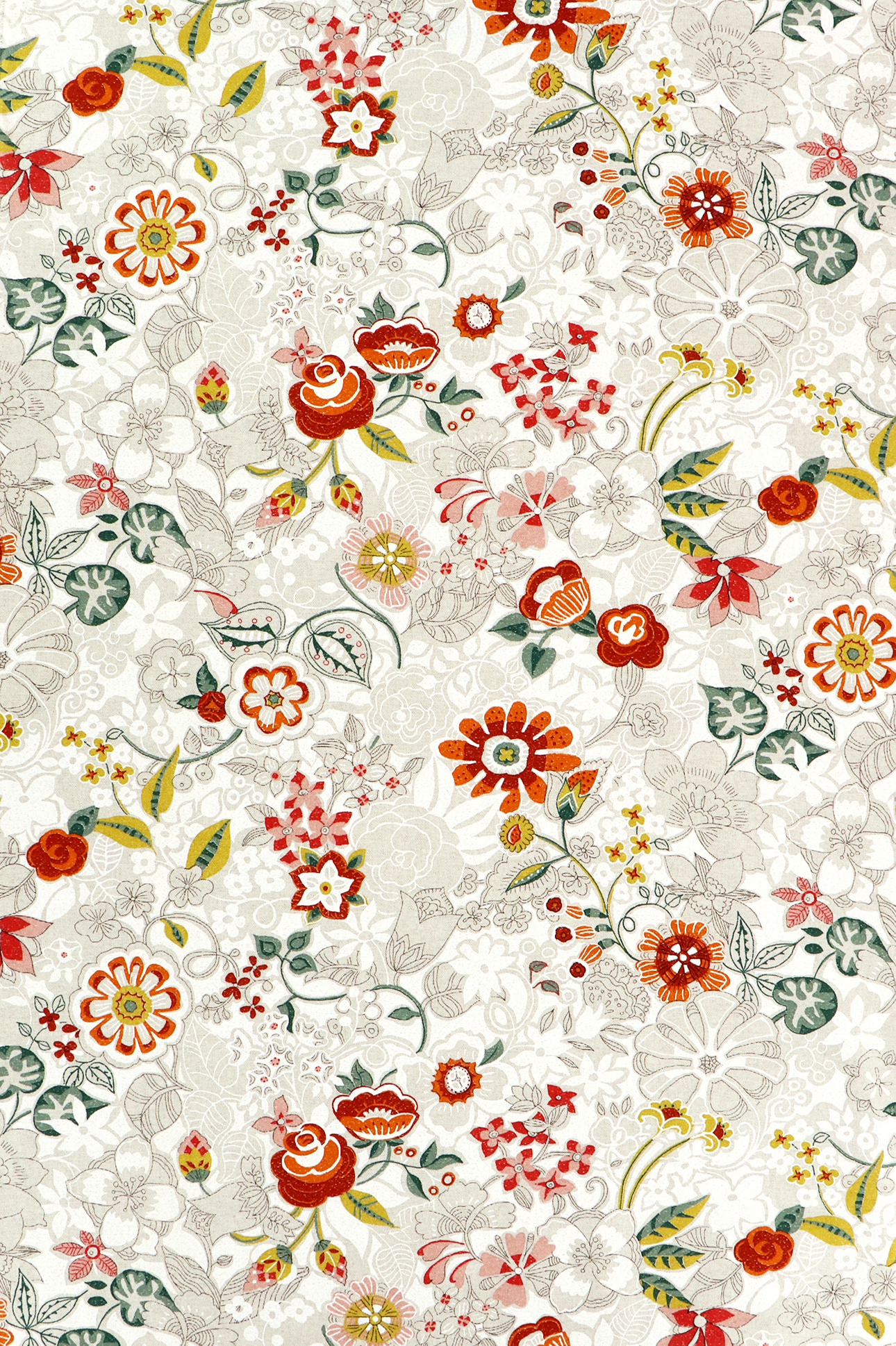 Canvas,  Blumenornamente in rot / orange 